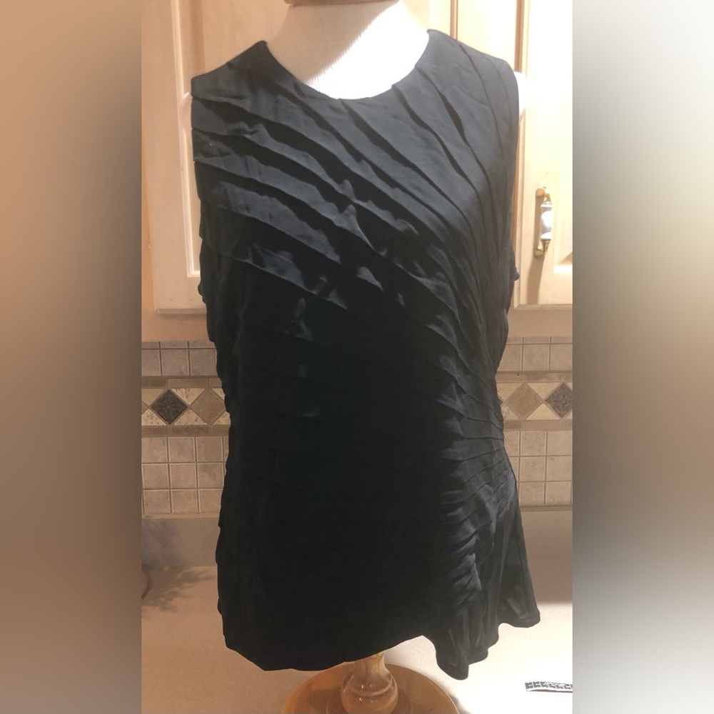 Ralph Lauren Beautiful Tiered Black Blouse XL